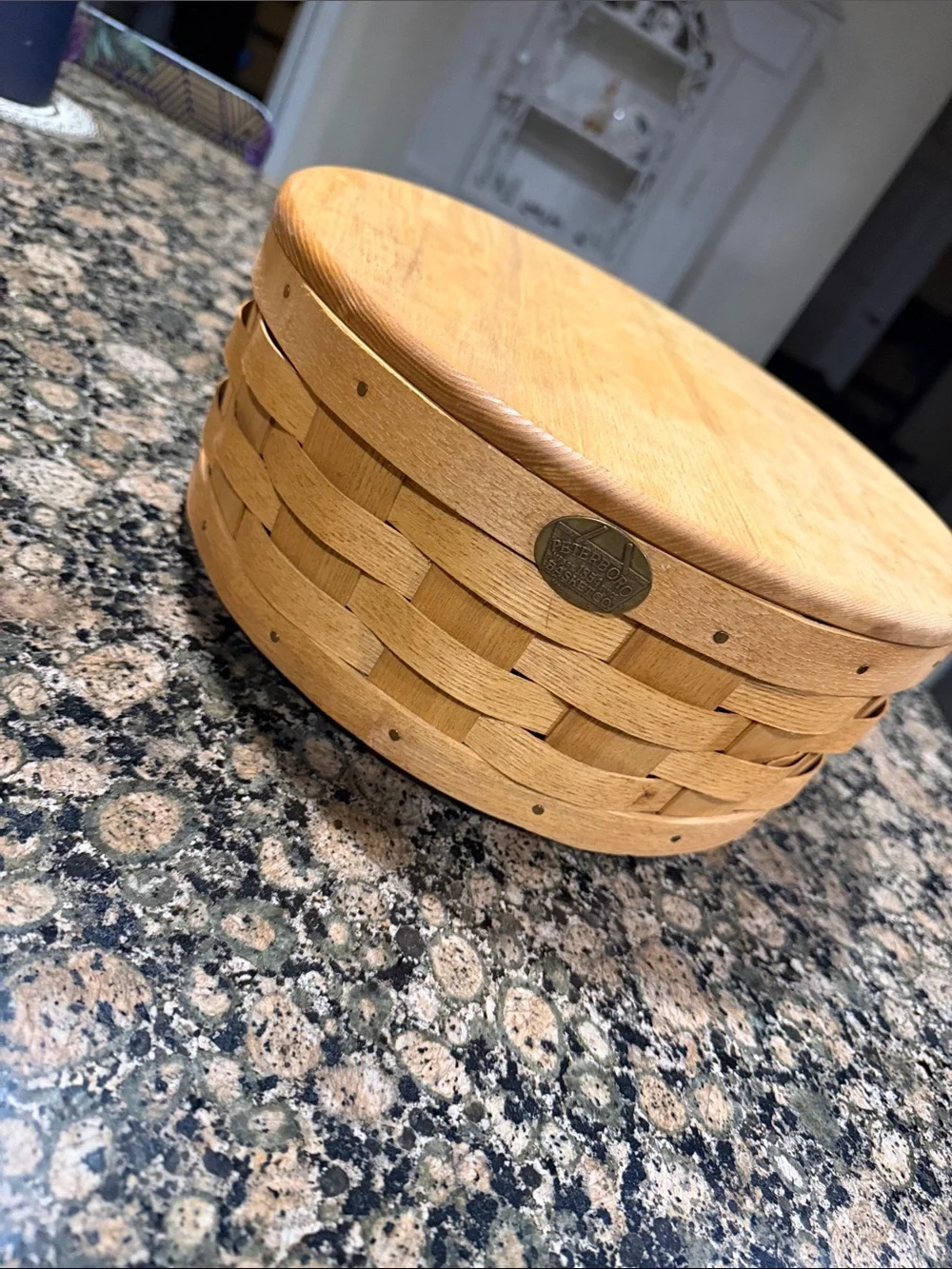 Peterboro Round Woven Lazy Susan Basket with Lid